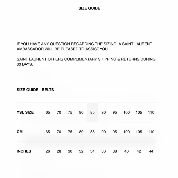 NWT • SAINT LAURENT • Chain Infinity Charm Belt • Gold • Size 85 • Luxury - Picture 8 of 8